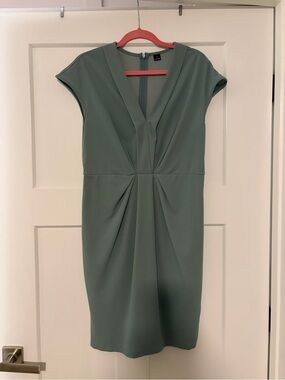 Sleek V-Neck Cap Sleeve Dress in Sage Green - never worn